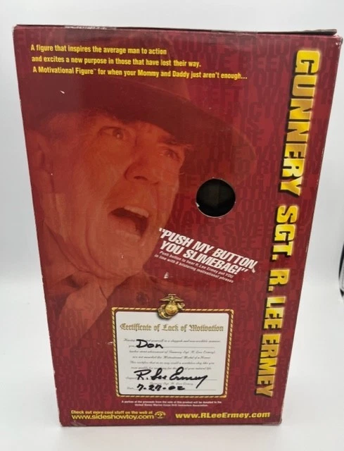 "Figura parlante motivacional de 12"" de colección del sargento de artillería R. Lee Ermey FIRMADA nueva en caja" Foto 3 de 4