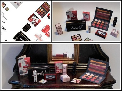 Puppenstube Kosmetik Schminkkasten bedrucktes Set Nr1