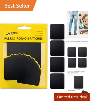 #ad Durable 12 Pack Iron On Patches Perfect for Repairing and Decorating Fabrics $15.99