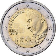 [#133969] Estonia, 2 Euro, Paul Keres, 2016, Vilnius, Bi-Metallic, MS