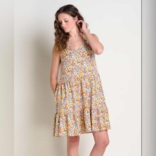NWT Toad&Co Marley Tiered Colorful Floral Organic Cotton Blend Dress Medium XS
