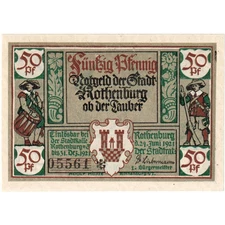 [#291856] Germany, Rothenburg, 50 Pfennig, 1921-06-24, UNC