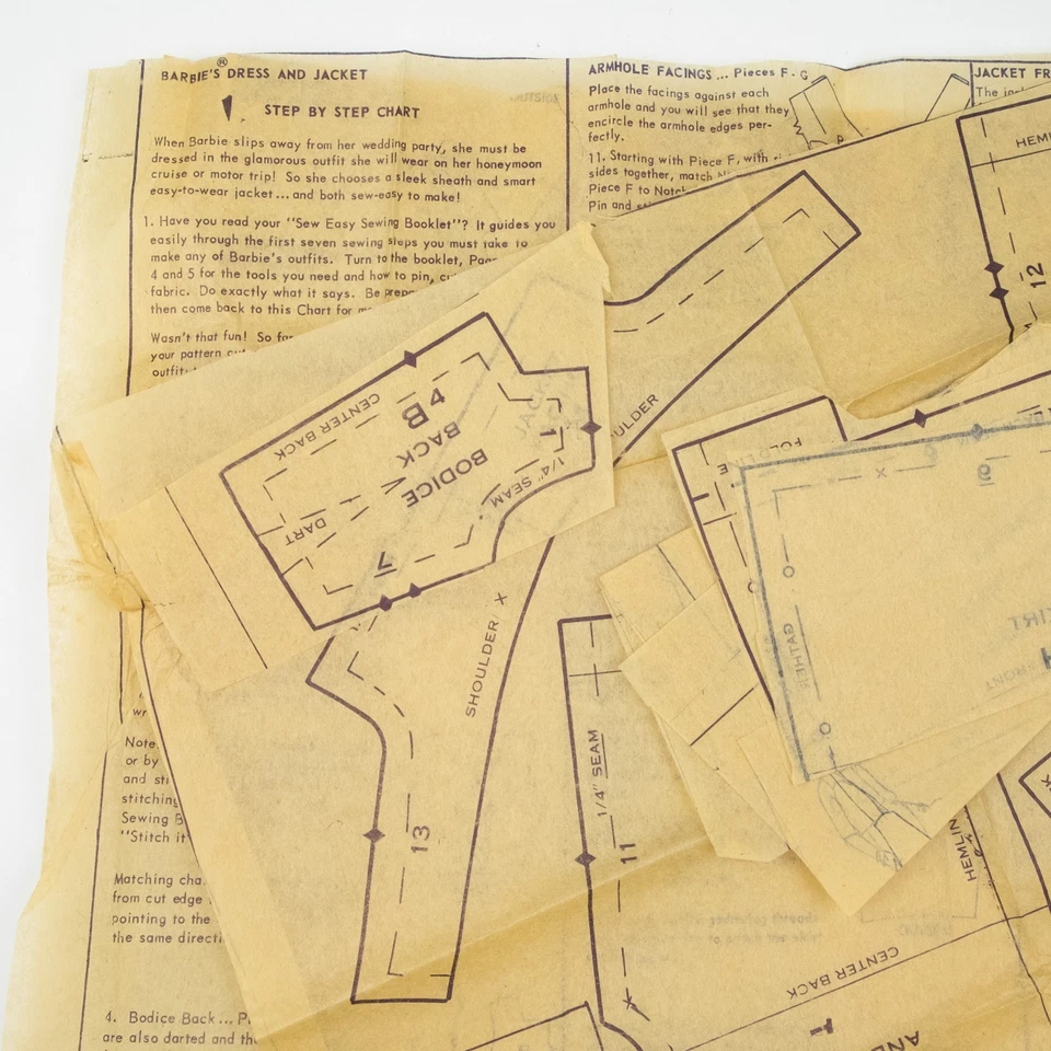 Advance VTG 1962 Barbie Trousseau Wardrobe Pattern #2895 4 patterns included - Image 4 of 4