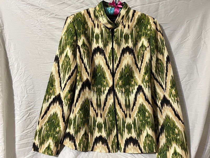 Women’s Preston & York Jacket, Size 14, Zippered, Lined, Geen/brown, Pre-owned