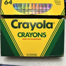 Vintage 1990 Crayola Crayons Box Set 64 Built In Sharpener Dandelion Indian Red