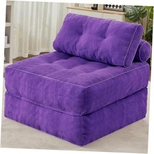 Folding Sofa Bed, Convertible Sleeper Chair Bed w/Dual-Pillow  Single Purple