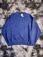 Vintage 90's Fruit Of The Loom Blue Crewneck Sweatshirt Blank Mens Medium Y2K