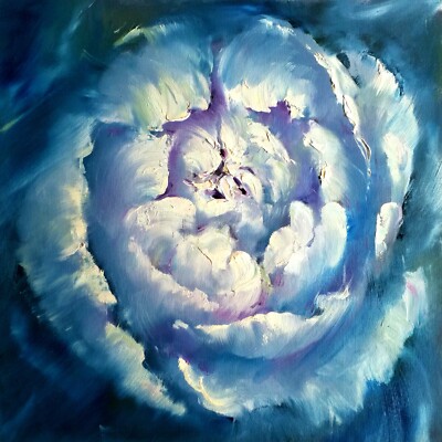 Impressionist weiße Pfingstrose Blume Ölgemälde Blumenkunstwerk signiert handgemalt