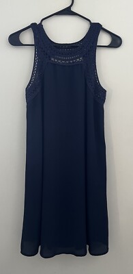 Francesca s Blue Rain Women XS Navy Blue Shift Dress Open Back Summer Sundress