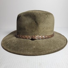 Vtg Safari Bush Gear Hat Green Corduroy Outback Fedora Made in USA Sz M 7-7 1/8
