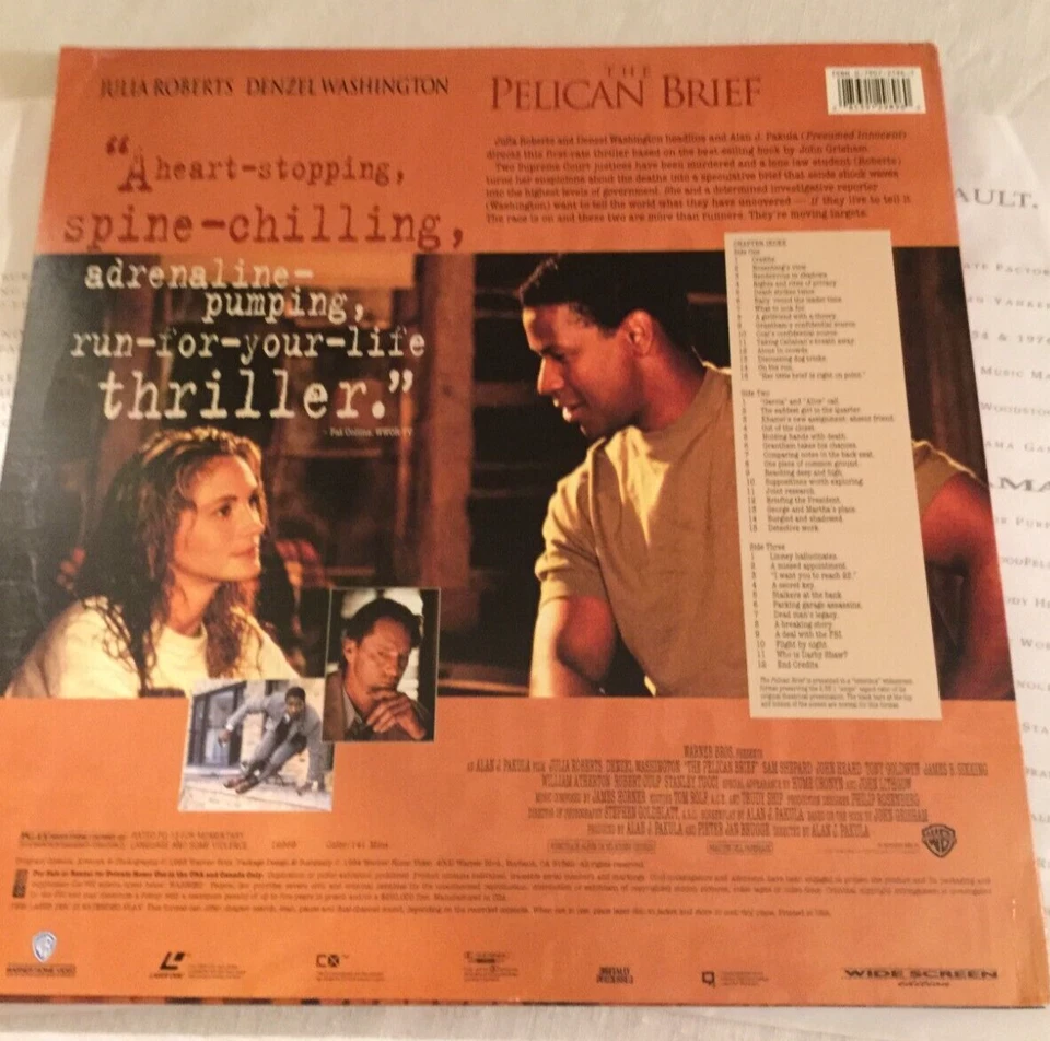 THE PELICAN BRIEF Widescreen Dolby Surround Digital Extend Play Laser Disc Movie - Image 2 of 3