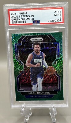 Jalen Brunson 2021-22 Panini Prizm Green Shimmer Prizm 4/5 PSA Mint 9! Pop 2