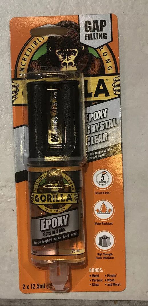 GORILLA GLUE EPOXY Crystal Clear Syringe 25ml - Resealable Gap Filling