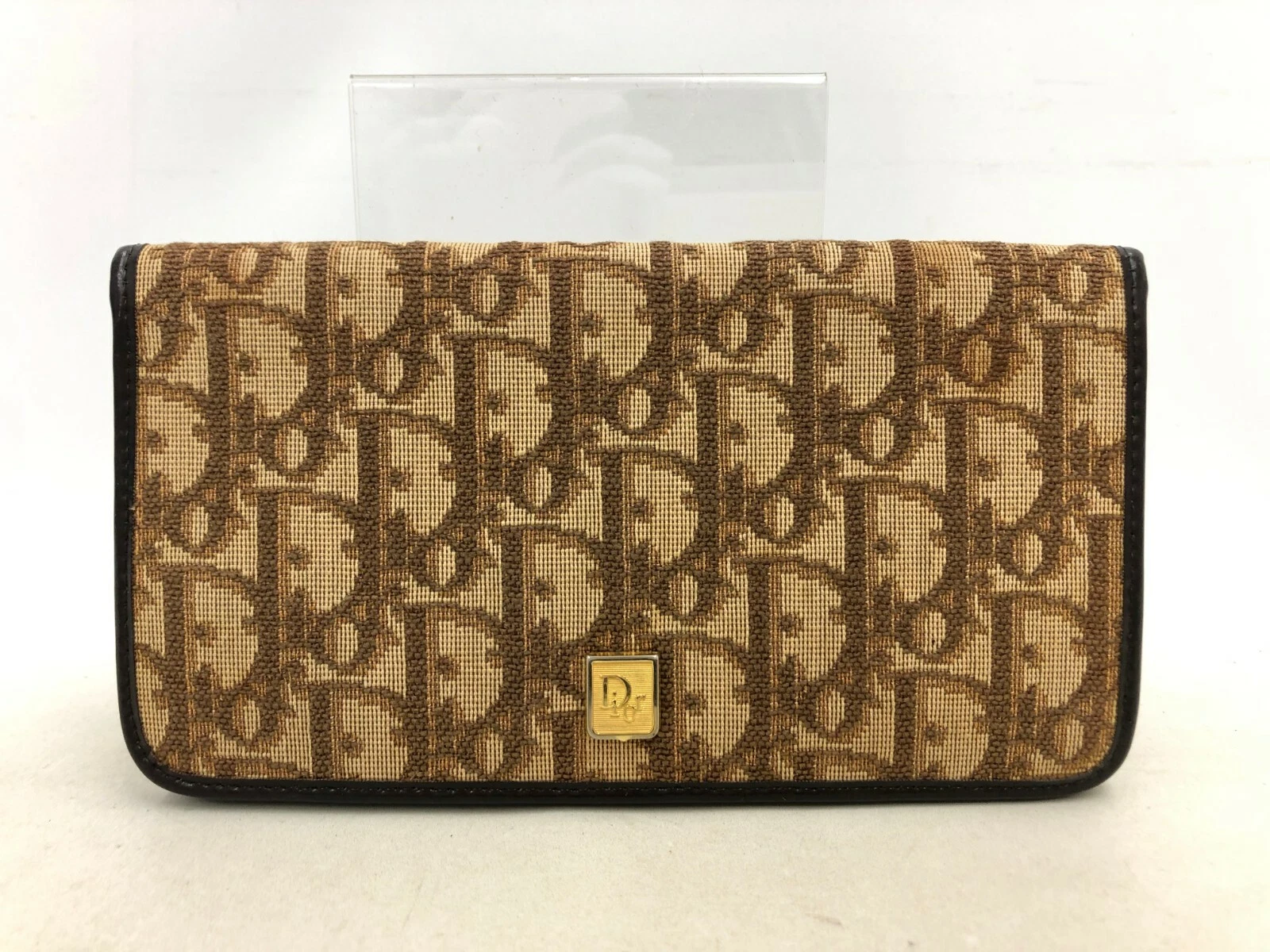 Portefeuille porte monnaie pliant authentique motif trottoir Christian Dior toile coton 0J130050n