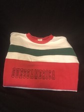 Vintage Guess America Red White Green Stripe Sweatshirt Jeans Georges Marciano