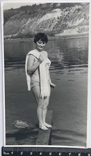 Pretty Young Woman in Swimsuit Beach Lady Female Bikini Old Photo #2535