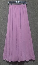 v28 Women Full/Ankle Length Elastic Pleated Maxi Chiffon Long Skirt Medium Mauve