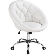 Faux Leather Makeup Chair Height Adjustable Office Task Chair Upholstered Chair