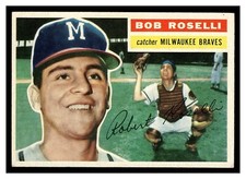 1956 TOPPS BOB ROSELLI #131 GRAY BACK ROOKIE CARD BRAVES HIGHER GRADE CENTERED. rookie card picture