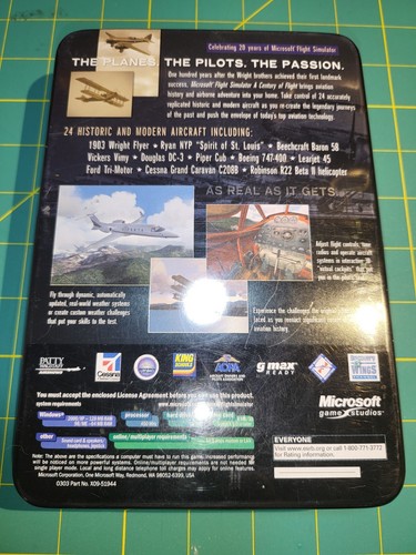 Microsoft Flight Simulator 2004: A Century of Flight CD-ROM w/Manual CIB Tin - Picture 3 of 10