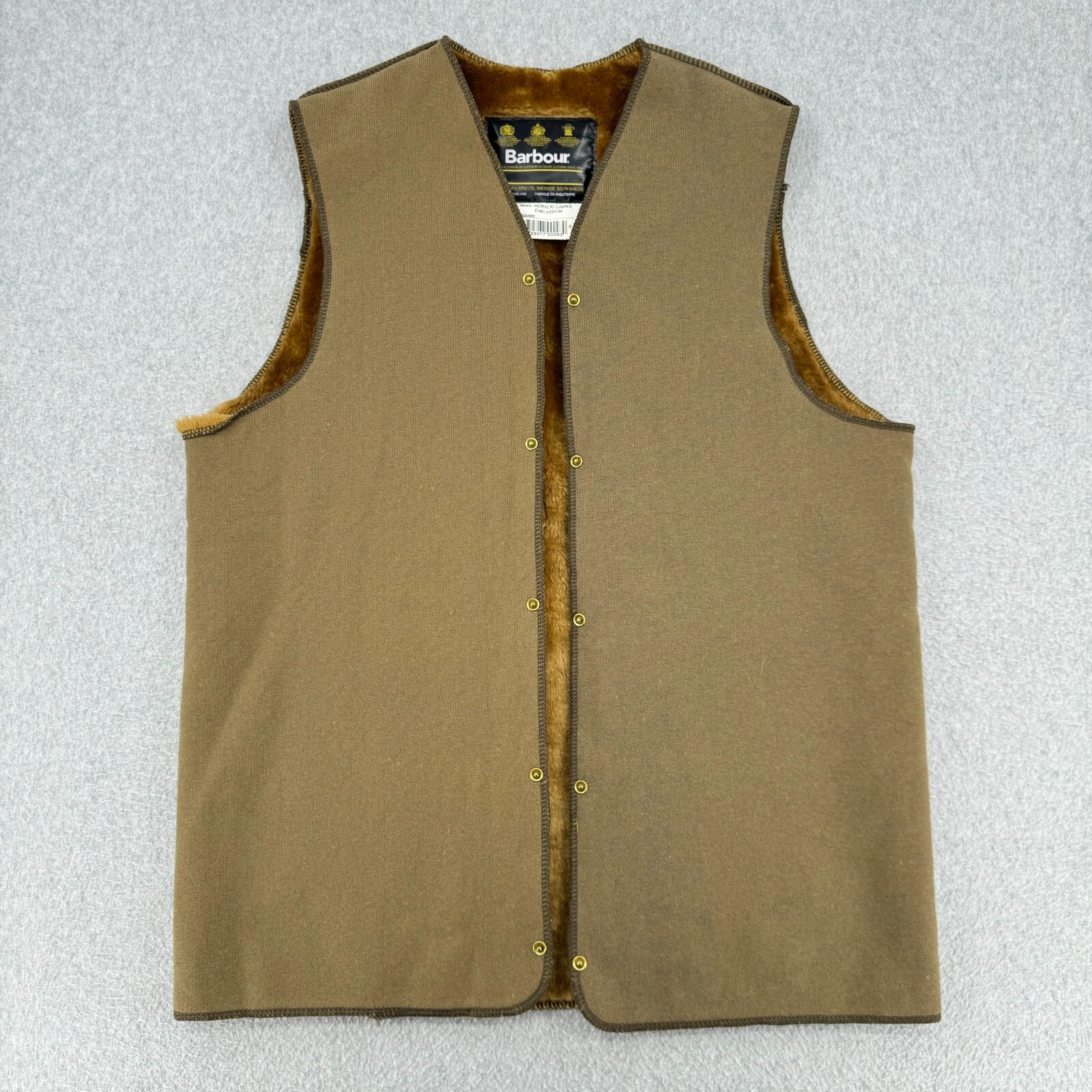 Barbour C40 Men’s Brown Fleece Jacket Lining Attachable Vest A295