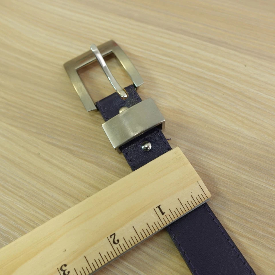 Vintage Black Leather Dress Belt Womens 14 32 80 S Stainless Steel Buckle Retro - Image 4 of 4