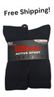 Wilson Men Active Sport Crew Socks 4 PACK (8 PAIRS)  BLACK- SIZE 6-12