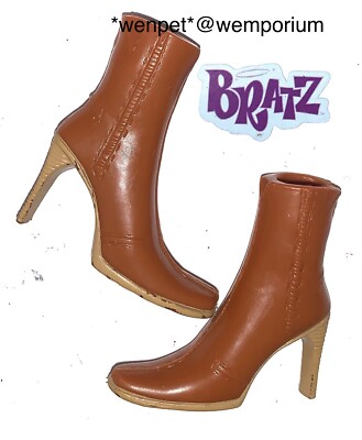 Bratz Sasha Style It! Stiefel Schuhe hellbraun Knöchelabsatz Puppenkleidung
