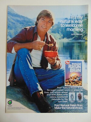 1986 POST RAISIN BRAND John Denver Endorses vintage print ad