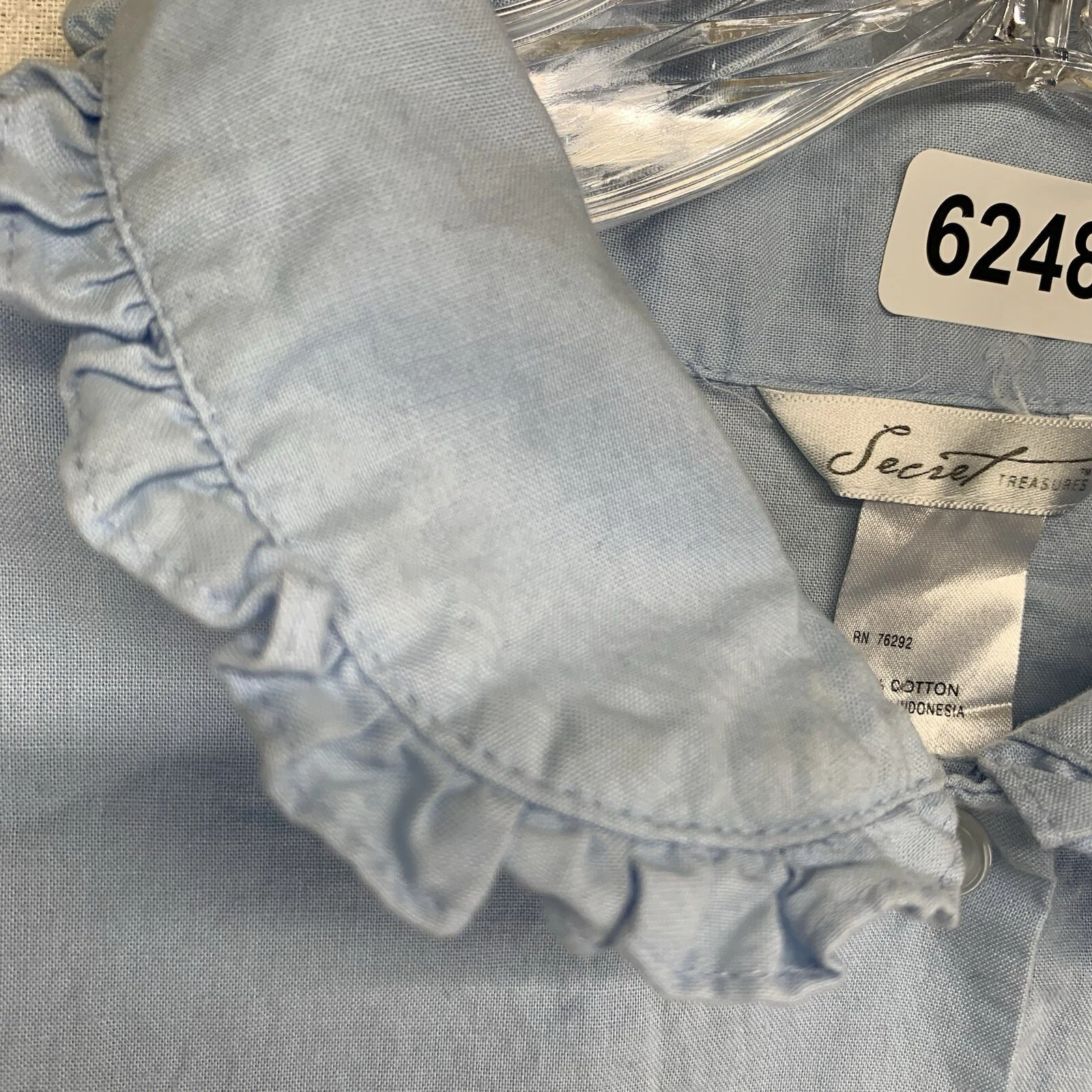 UNDERCOVER Abito da casa donna taglia large blu chiaro ricamato fiori rosa 100% cotone