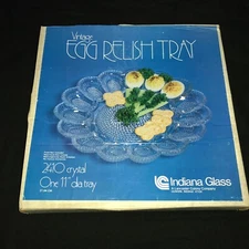 Vintage Indiana Glass Deviled Egg Relish Tray 11" Hobnail Clear Crystal