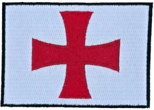 KNIGHT TEMPLARS CROSS CHRISTIAN FLAG CRUSADER WHITE & RED TACTICAL HOOK PATCH