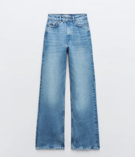 ZARA NEW HIGH-WAISTED FULL LENGTH Z1975 STRAIGHT LEG JEANS MID-BLUE 6147/277 - Picture 6 of 8