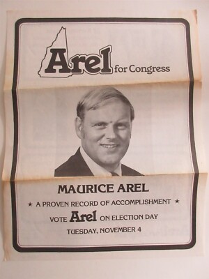 vintage Elect Maurice Arel for Congress folded flyer NH