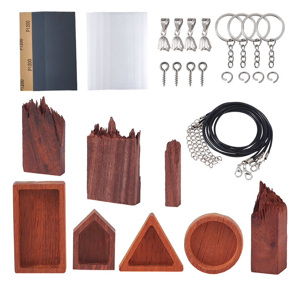 Set DIY Wood Resin Casting Moulds Wooden Resin Kit for Necklace