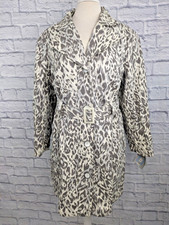 Relativity Women Raincoat Leopard Cotton Blend trench Coat Long, 1x