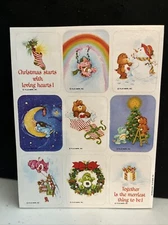 Vintage 80’s Plus Mark CARE BEARS Christmas Sticker Sheet - Rare