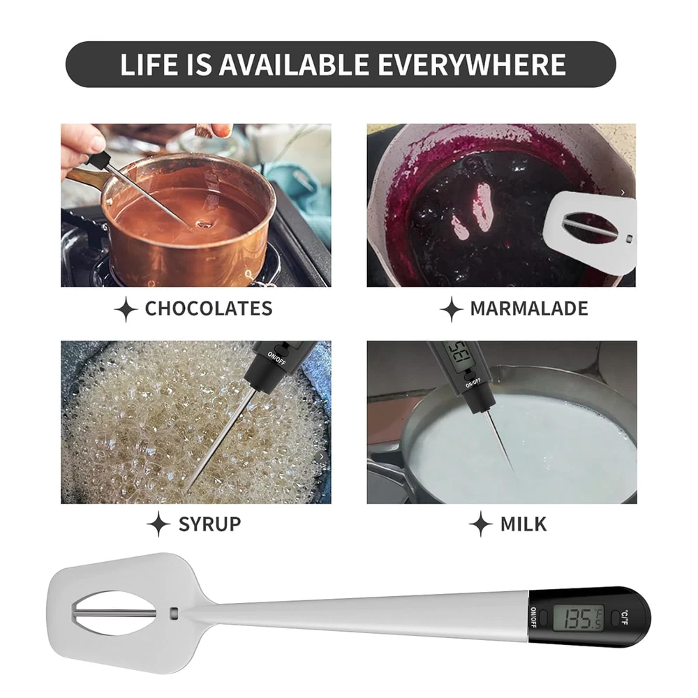 Digital Meat Thermometer Spatula Pot Clip 9" Probe BPA Free Silicone Kitchen