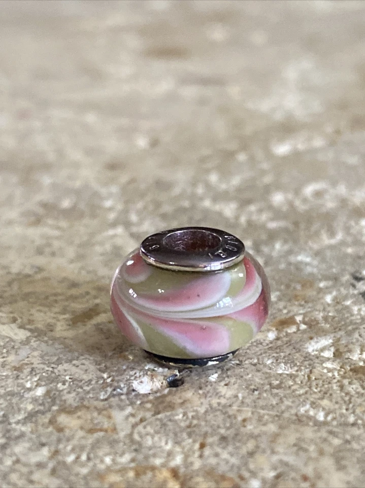 Biagi Sterling Pink Floral Murano Glass Bead Charm #2688 - Image 2 of 4
