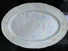 Vintage Gebruder Benedikt Czechoslovakia Large Oval Platter Lustre Pearlescent