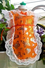 Gold Butterflies Orange Apron Coverup Pancake Syrup Catsup Dish Soap Bottle Gift