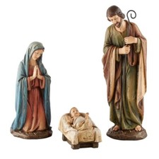 16 Inch 3 Piece Antique Color Nativity Scene Gift Boxed