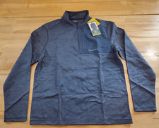 G.H. Bass  CO Men's Mixed Media 1/4 Zip Fleece Lined Sweater Top Blue Small