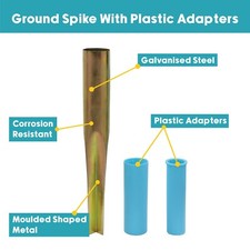 JVL Heavy Duty Ground Soil Spear Spike for Rotary Washing Line with Adaptor