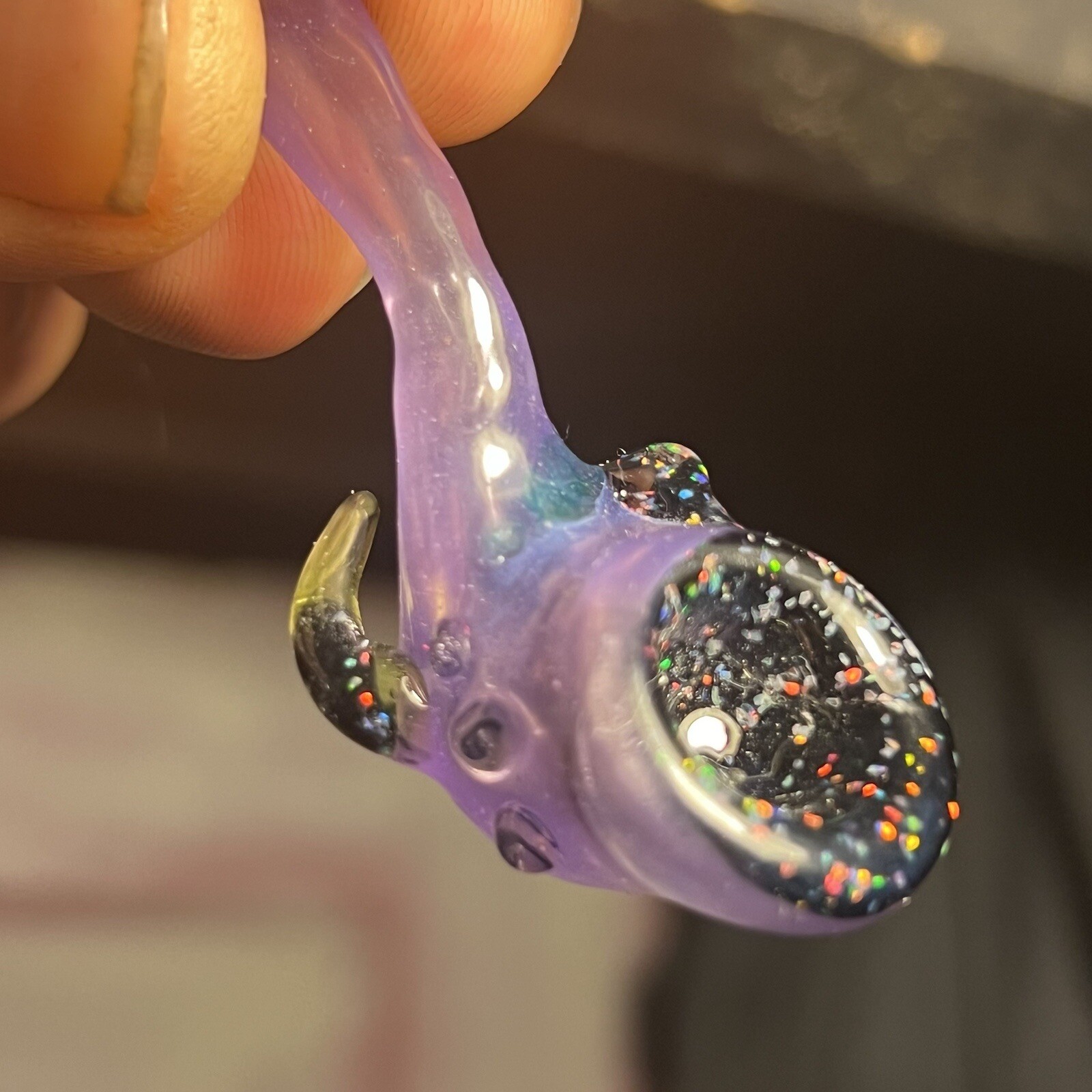 Heady Glass Mini Tabacco Pipe CFL Crushed Opal UV Hulk Cheese, Citrine, Jet Blac