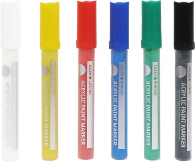 Daler Rowney Einfach Acryl Lack Marker Stifte 2-3mm Spitze Packung 6 Farben