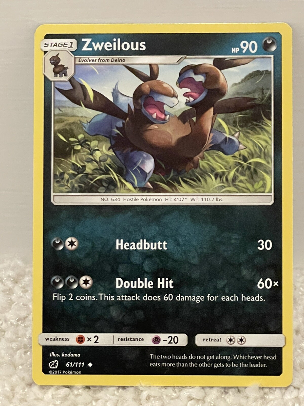 Zweilous 61/111 Non Holo Uncommon Crimson Invasion Pokemon Card NM Unplayed!