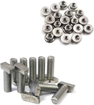 10x Hammerkopfschrauben M10 x 25 + Sperrzahnmuttern Edelstahl A2
