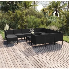 Garden Lounge Set Black