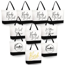 10 Pieces Bridesmaid Tote Bags,Bridesmaid Gift Bags Wedding Canvas Tote Bag w...